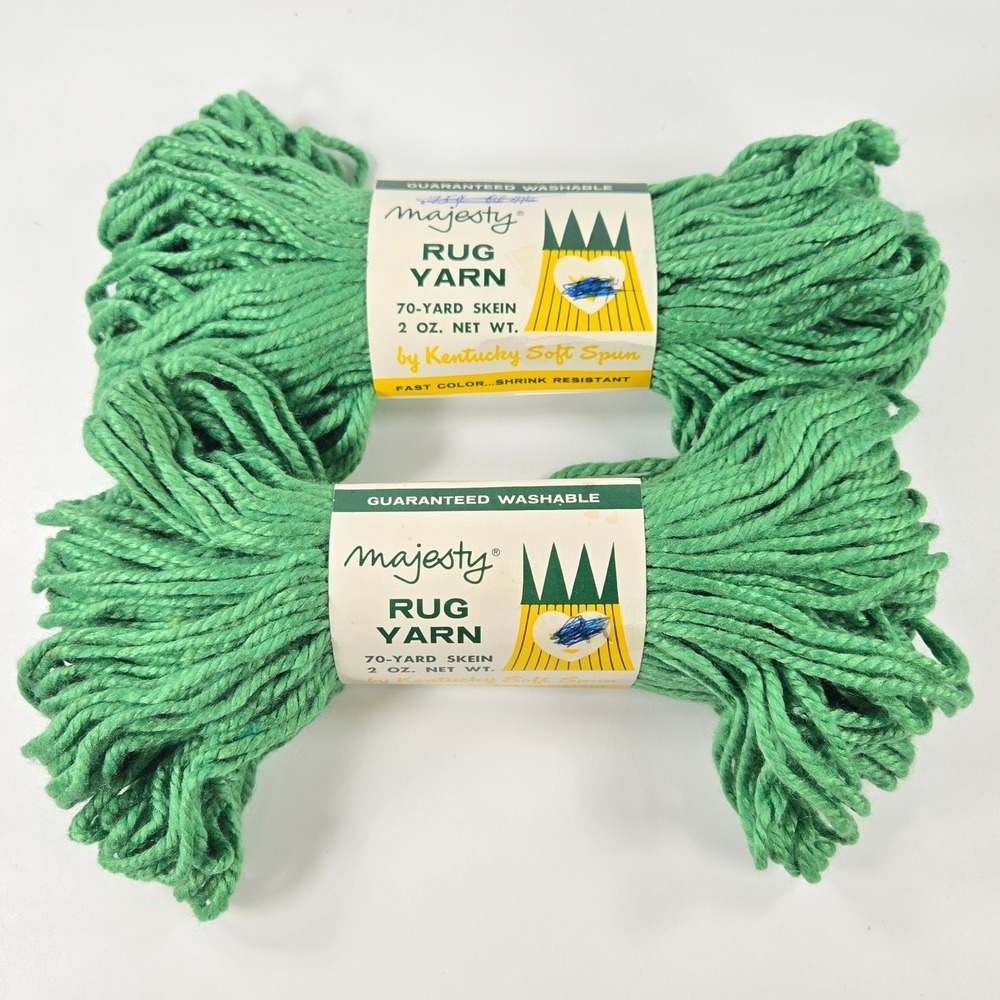 2 Skeins Vintage Majesty Rug Yarn Kentucky Soft Spun 48 Dark Green 70 Yards Each
